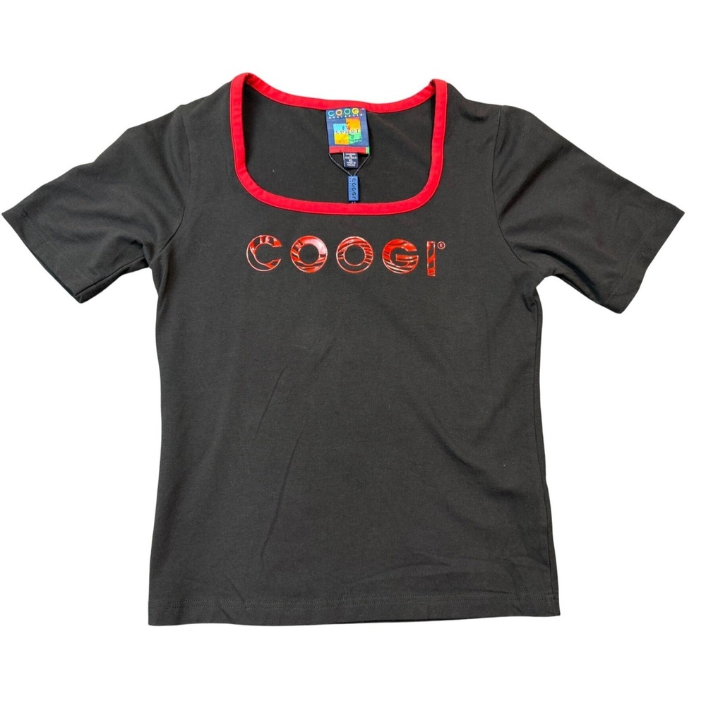 Coogi Australia Sport Black Red Square‎ Neck Short Sleeve T Shirt Size XL